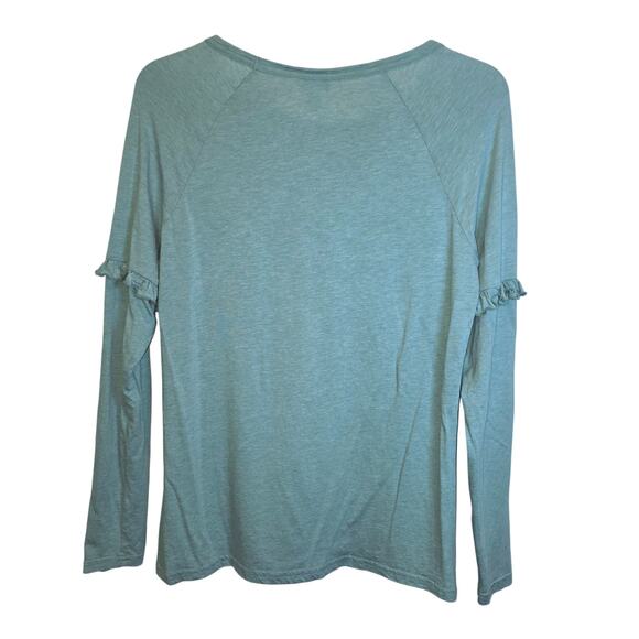 Sundance Camden Joy Tee Ruffle Long Sleeve Top Sz Medium Green Pullover Raglan - Picture 4 of 12